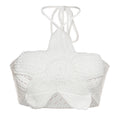 Pure Color Halter Lace-up Cutout Knitted Camisole