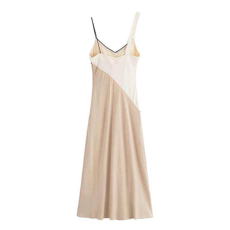 European And American Style Vertical Midi Skirt Sling Dress