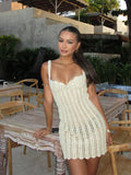 Vacation Style Hollow Pearl Decorative Skirt