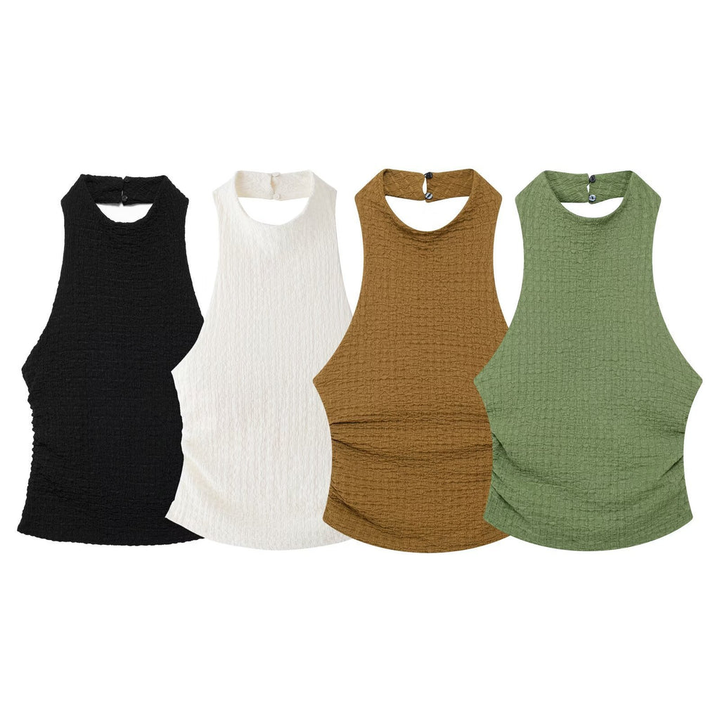 Stylish Good Texture Hanging Collar Top