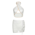 Women's See-through Strappy Vest Slim Skirt Suit