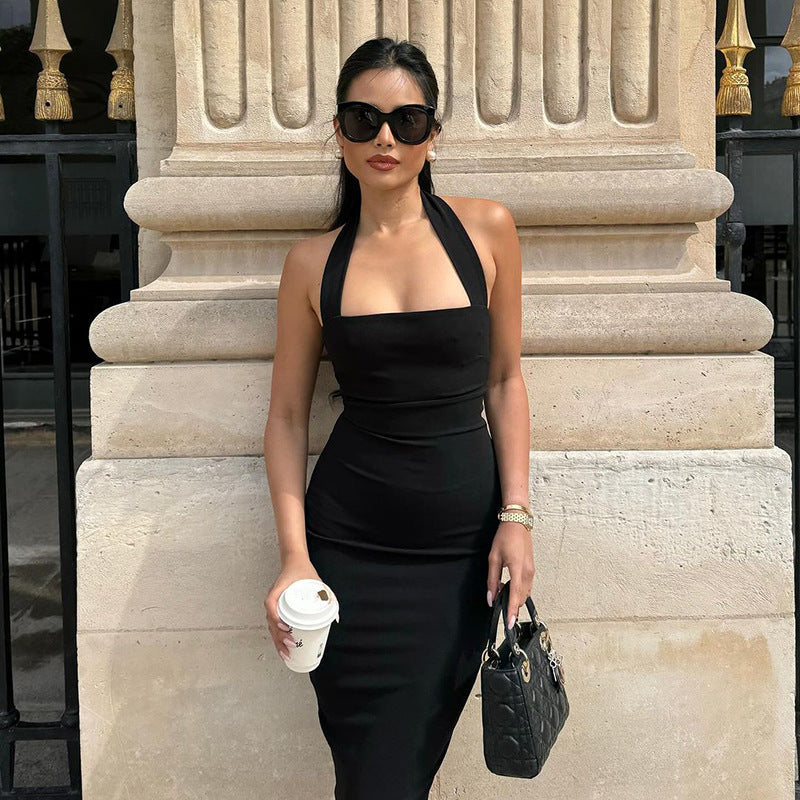 Women's Collar Halter Backless Fashion Dress