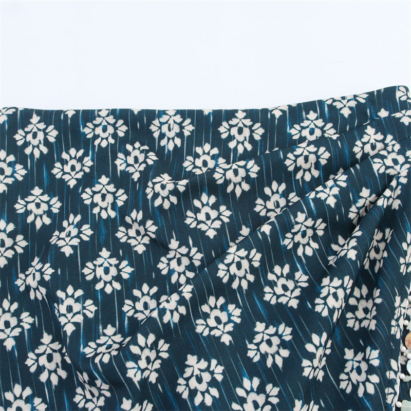 European And American Style Design Beaded Printed Culottes