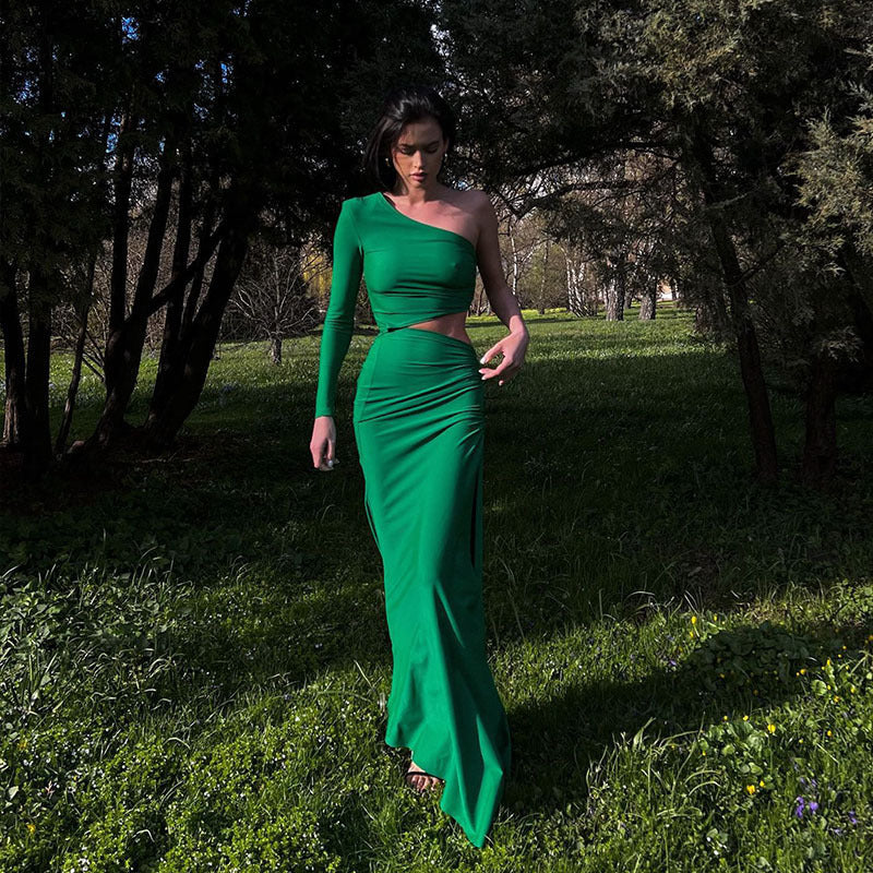 Fold Split Dinner Temperament Dress