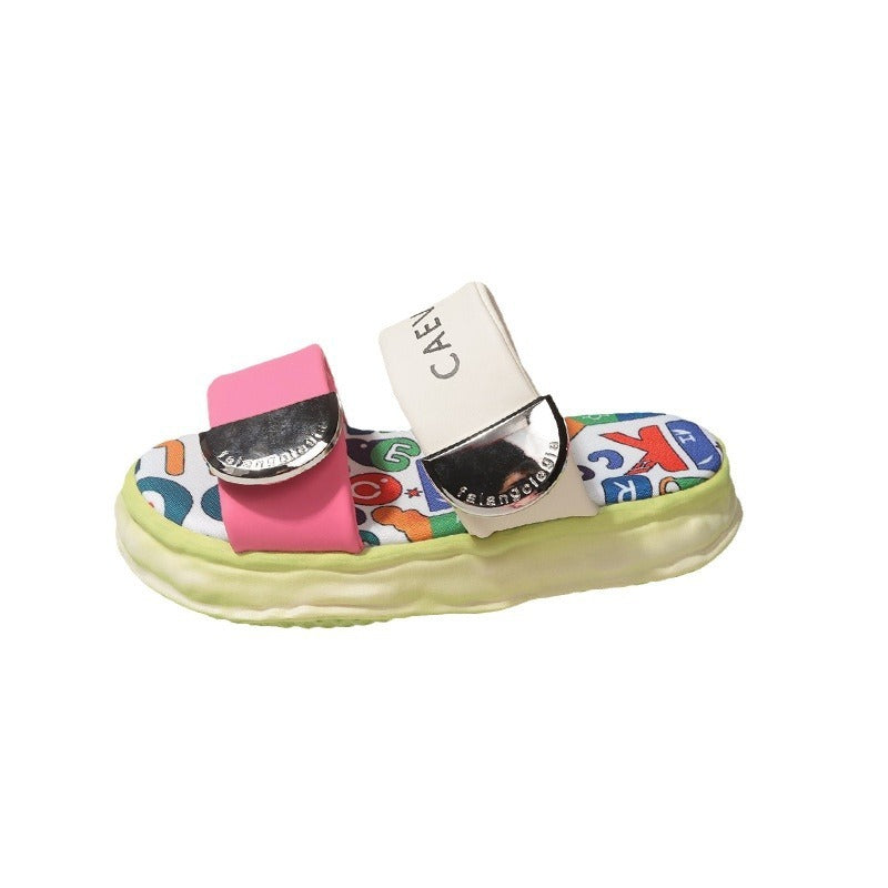 Beautiful Thick Bottom Height Increasing Slippers Women's Summer Outer Wear