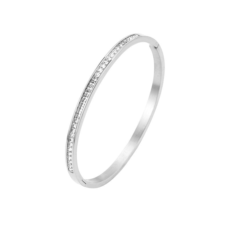 Stainless Steel Bracelet Women's Hand Jewelry High-grade Full Diamond Bracelet