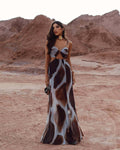 Tie-dye Sexy Front Empty Spaghetti Straps Sleeveless Elegant Vacation Dress