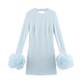 European And American Style Fashion Puffy Silk Net Cuff Short Dress