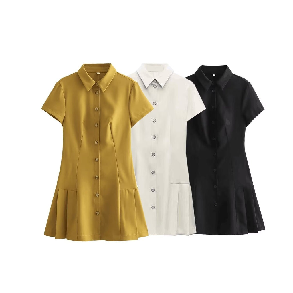 European And American Casual Shirt Style Mini Dress