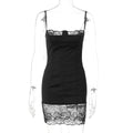 Lace Stitching Sexy Hot Girl Tight-fitting Cinched Hip Spaghetti Straps Dress