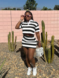 Women's Cropped Striped Shirt Collar Suit