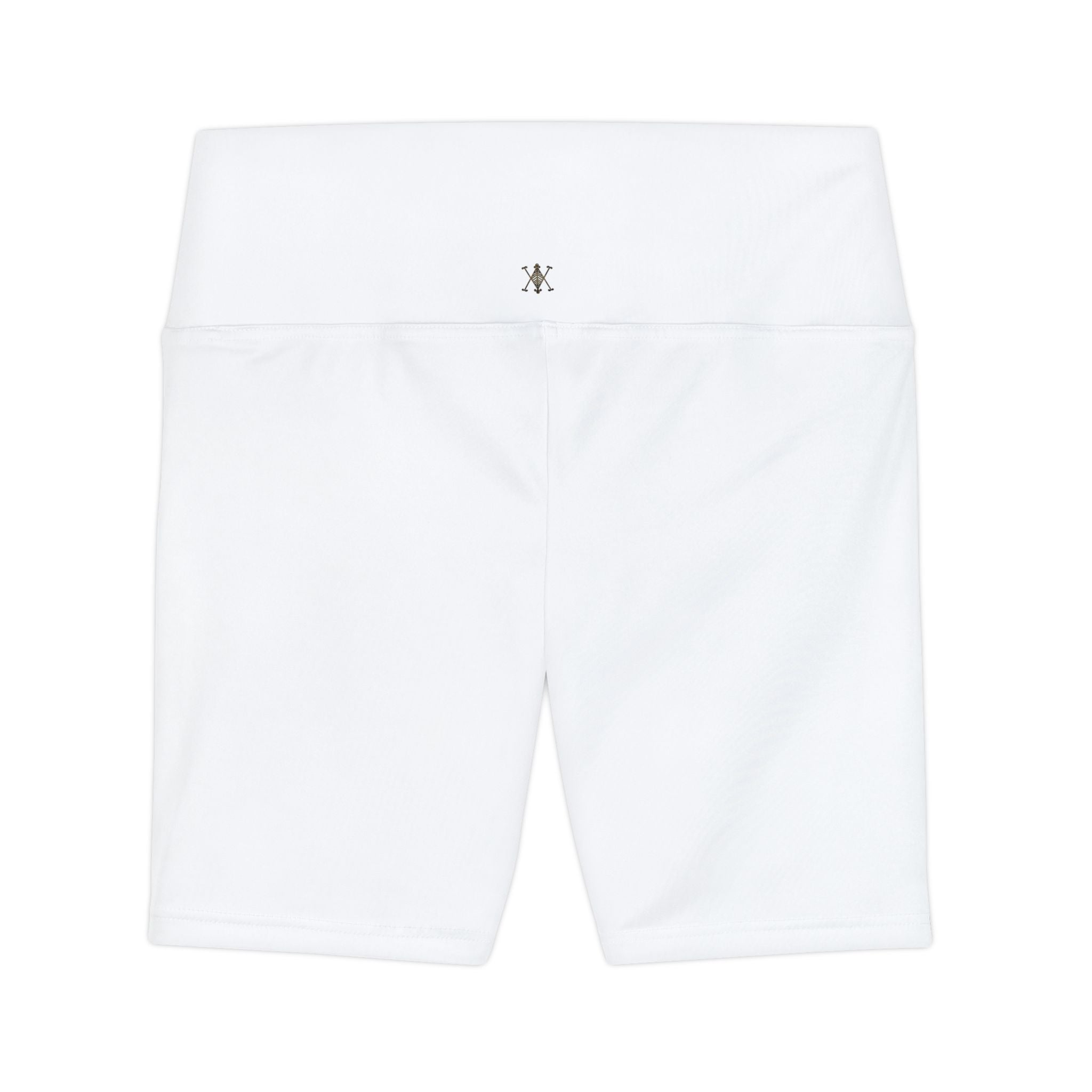 AYIZAN PRIVE Women's White Workout Shorts — High-Waist Athletic Biker Shorts with Minimal Logo