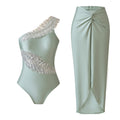 Women's Casual Solid Color Sexy Leaf Swimsuit