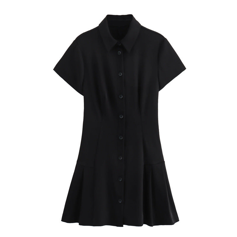 European And American Casual Shirt Style Mini Dress