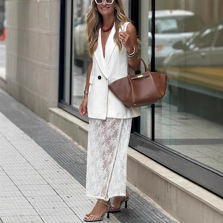 Coat Lace Skirt Two-piece Set