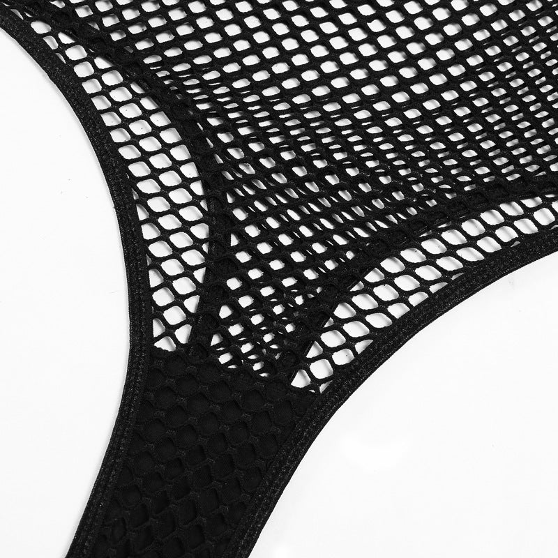 Hollow Out See-through Mesh Halter Jumpsuit