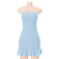 Solid Color Pleated Sheath Short Dress