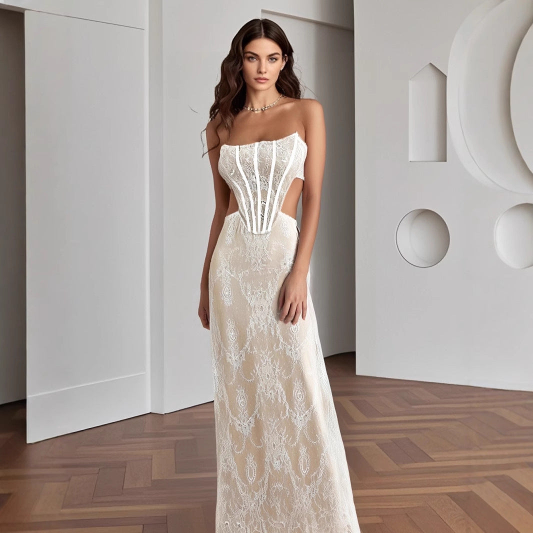 Bandage Dress Women's French Lace Dress