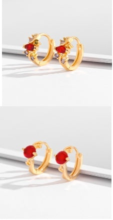 Fashion Multi-style Square Crystal Zircon Ornament Gold Plated Diamond Ear Ring