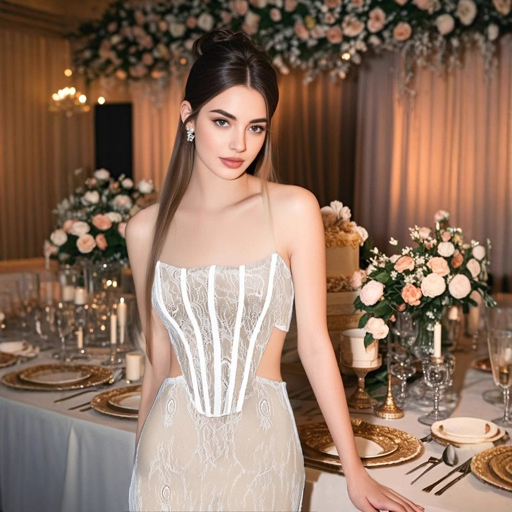 Bandage Dress Women's French Lace Dress