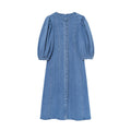 European And American Style Female Temperament Fashion Round Neck Short Sleeves Denim Midi Skirt Dress