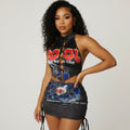 Women's Halter Strap Fashion Print Top Skirt Outfit