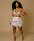 Sexy Feather V-neck Slim-fit Short Dress