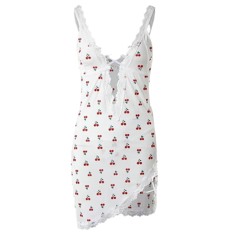 Summer Sexy Deep V Strap Cherry Sexy Lingerie For Women
