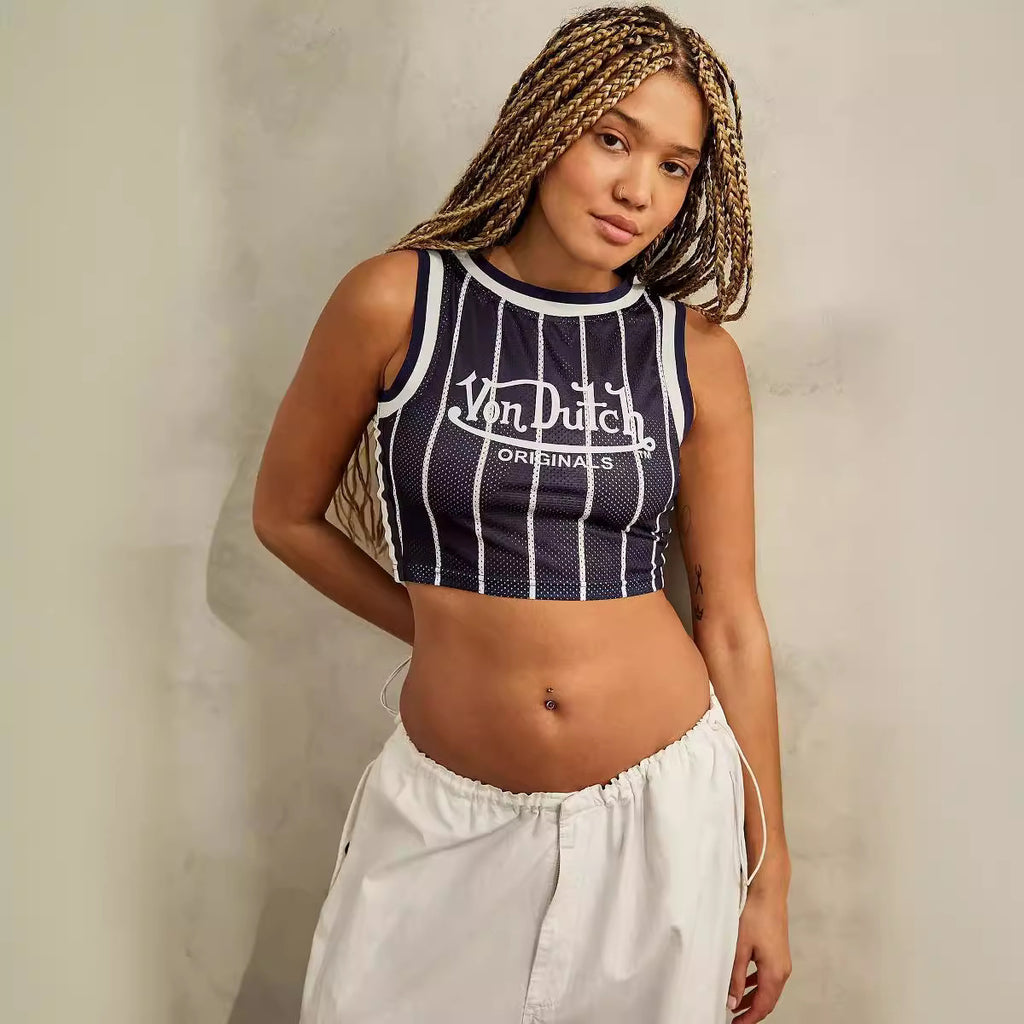 Summer European And American Tight Cropped Tank Top Letter Embroidery Fashion
