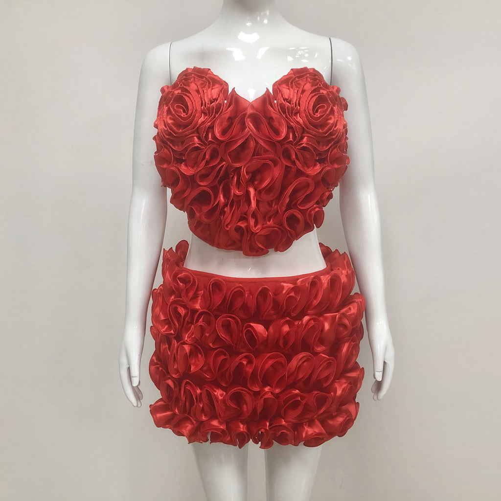 Fashion Slim-fit Sexy Short Top Mini Skirt Suit