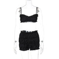 Women's Fashion Suspenders Tube Top Pleated Shorts Suit