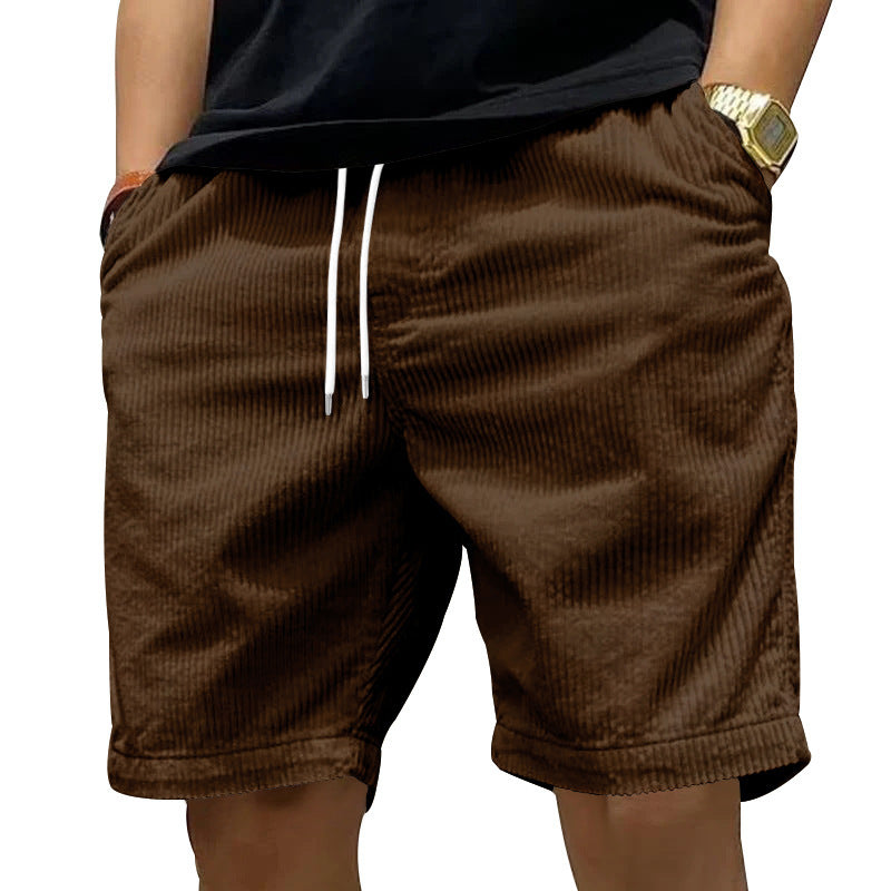 Men's Cargo Shorts Summer Vintage Corduroy Drawstring Pants With Pockets