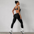 Sports Yoga Jumpsuit Sleeveless Quick-drying Threaded Tight