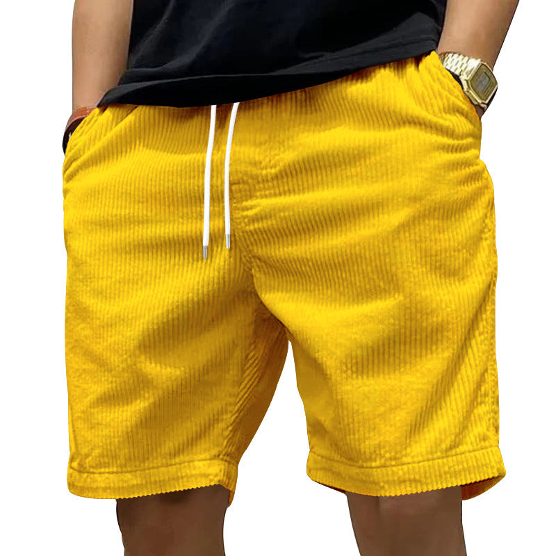 Men's Cargo Shorts Summer Vintage Corduroy Drawstring Pants With Pockets