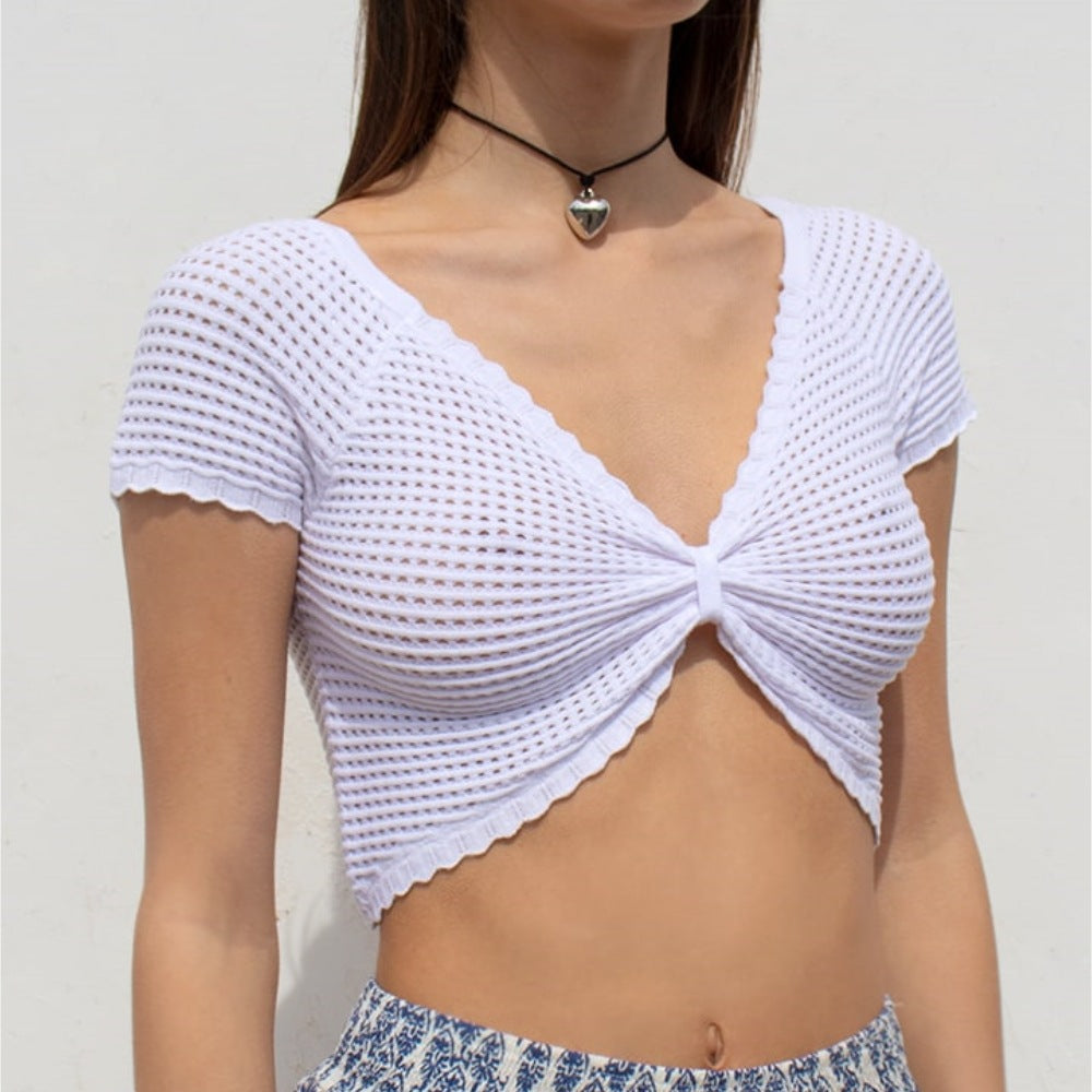Women's Hollow-out Short-sleeved Chest-wrapped Vest