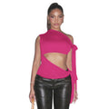 Personalized Retro Ribbon Shoulder Sleeveless Sexy Solid Color Slim Vest