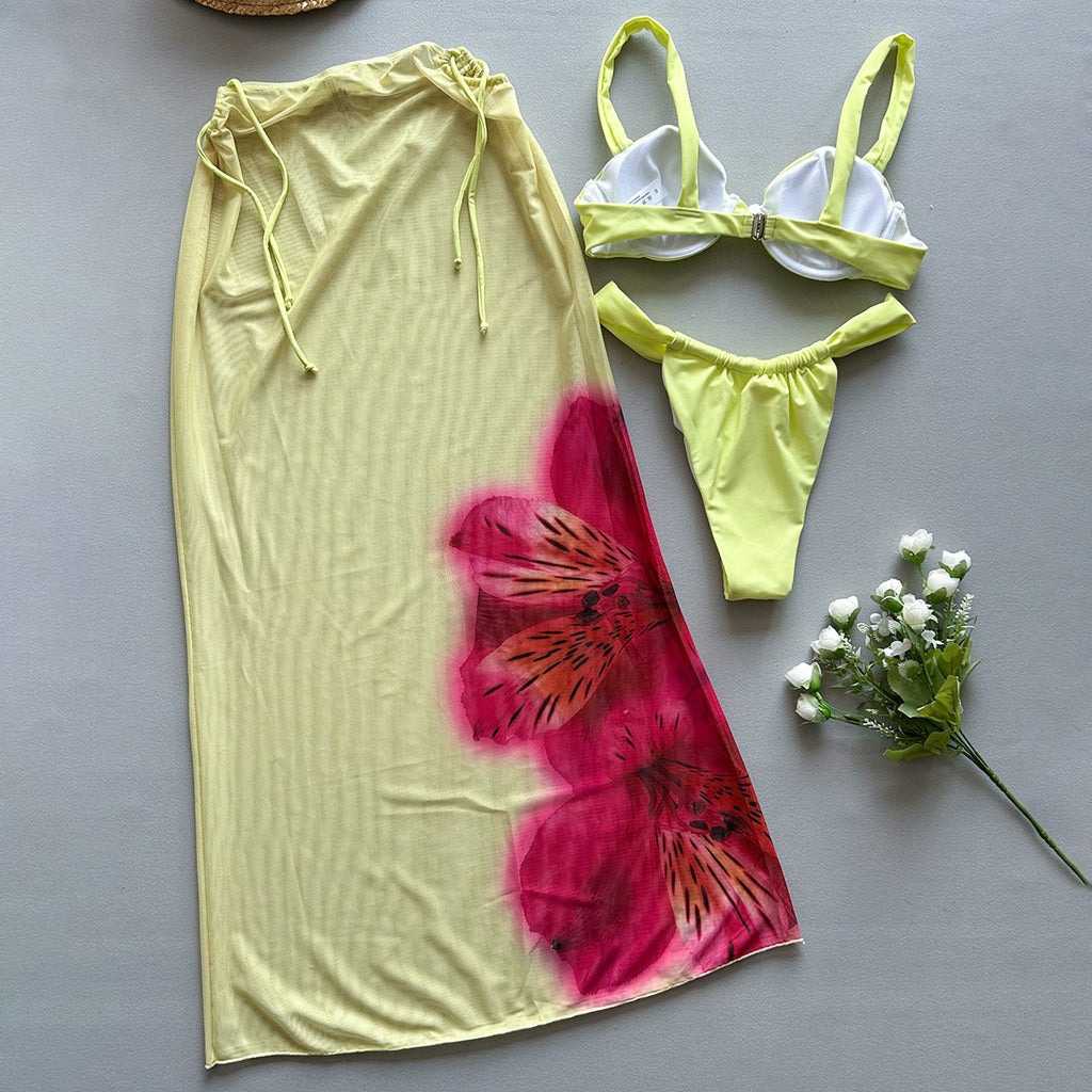 Three-piece Bikini Printed Split Women's Swimsuit Suit