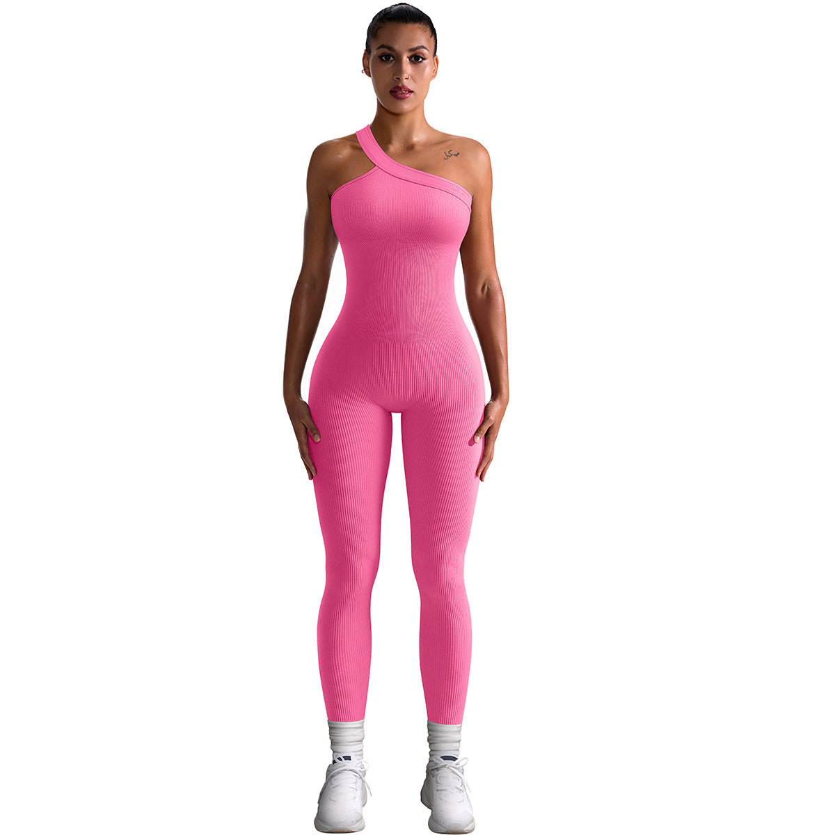 New One Shoulder Sports Jumpsuit For Women