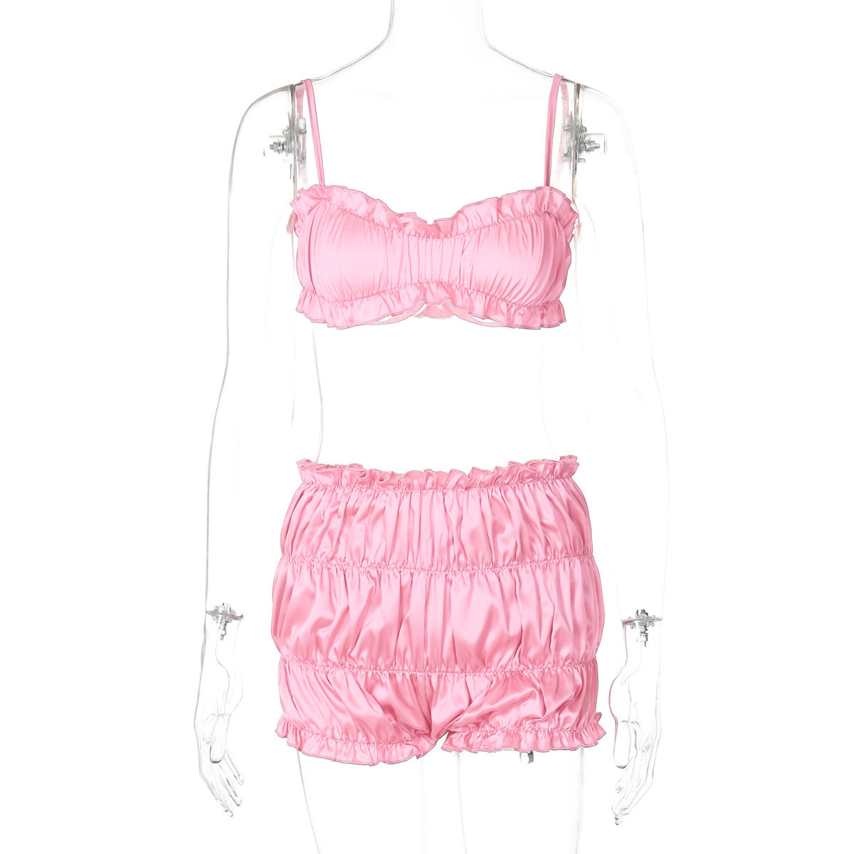 Women's Fashion Suspenders Tube Top Pleated Shorts Suit