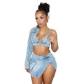 Fashion Personality Ladies Denim Stretch Suit