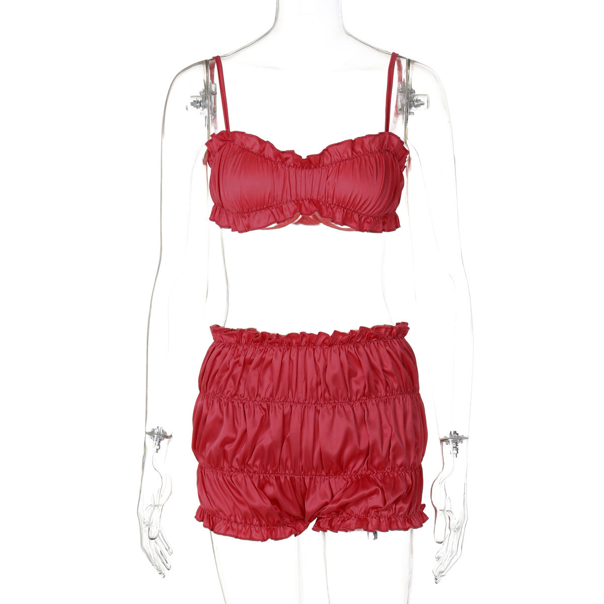 Women's Fashion Suspenders Tube Top Pleated Shorts Suit
