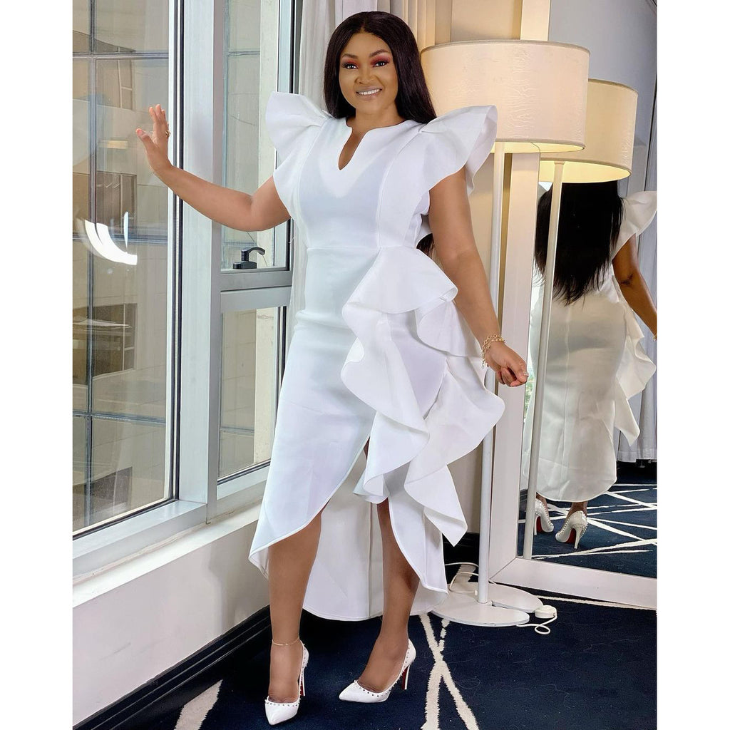 Solid Color Plus Size Slit Irregular Banquet European And American Dress Skirt