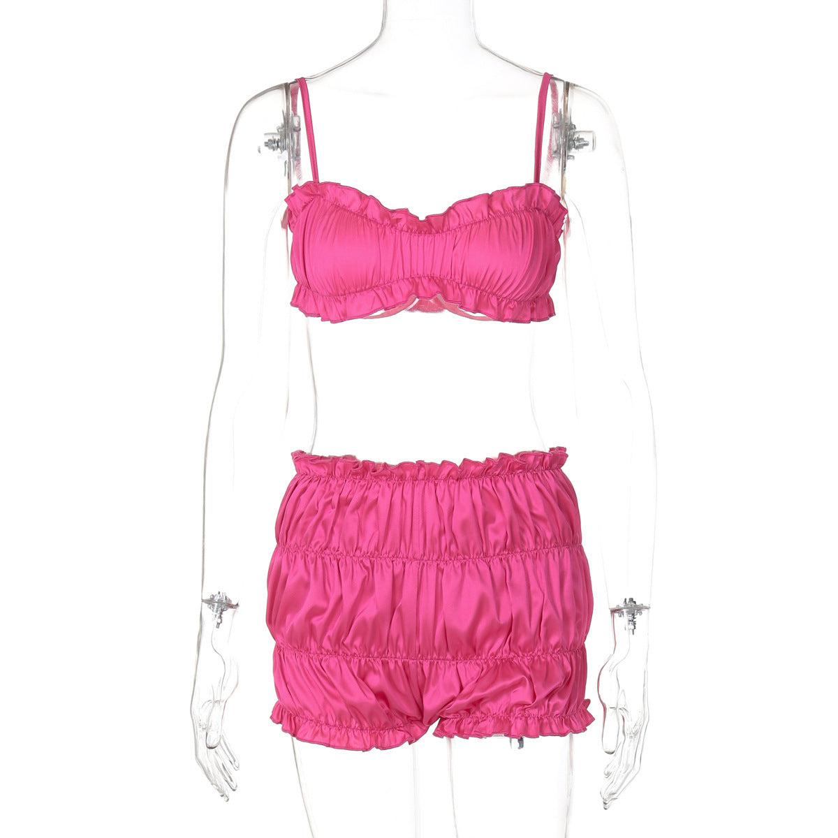 Women's Fashion Suspenders Tube Top Pleated Shorts Suit