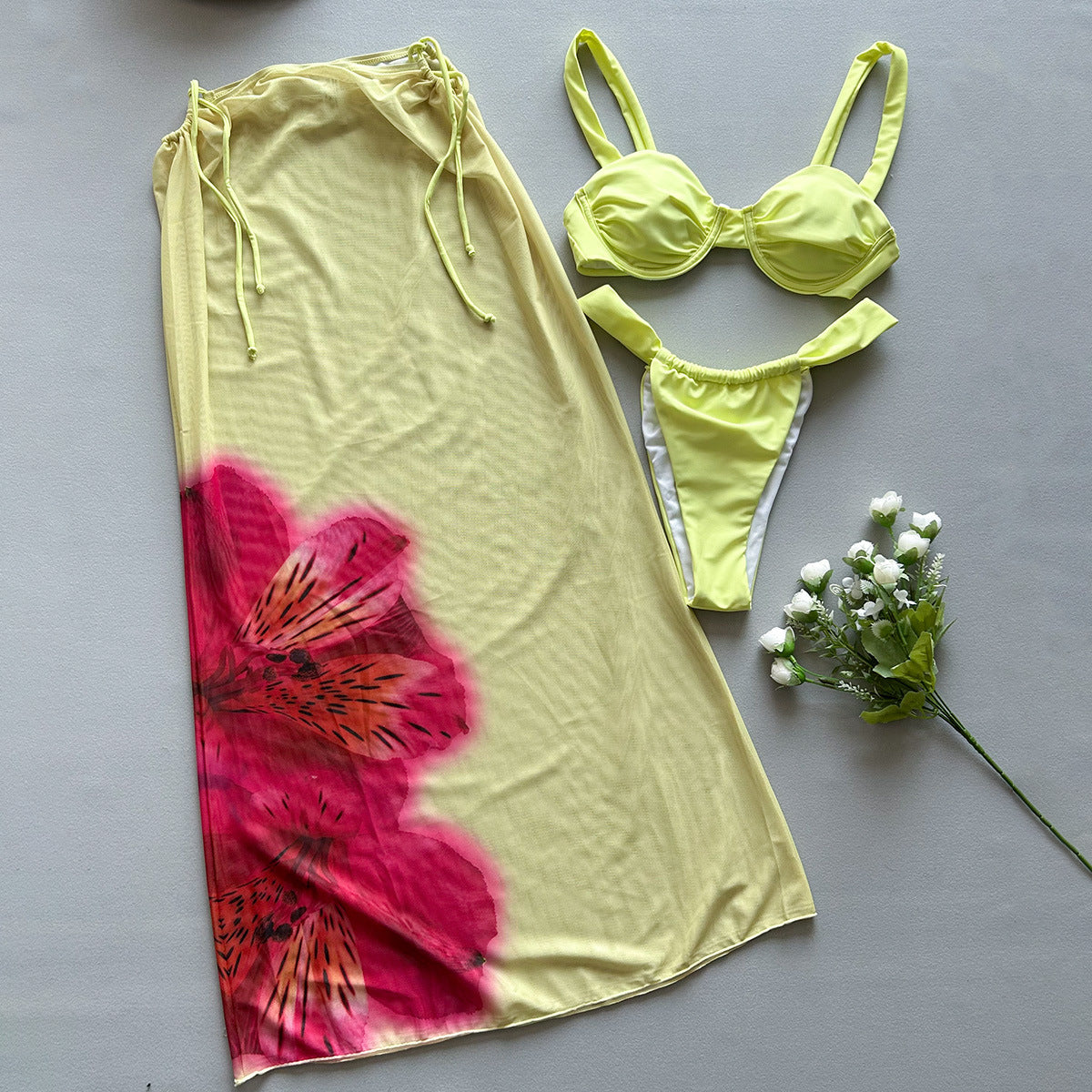 Three-piece Bikini Printed Split Women's Swimsuit Suit
