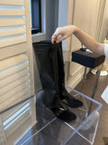 Casual Side Zipper Clip Toe Stiletto Heel Sandal Boots
