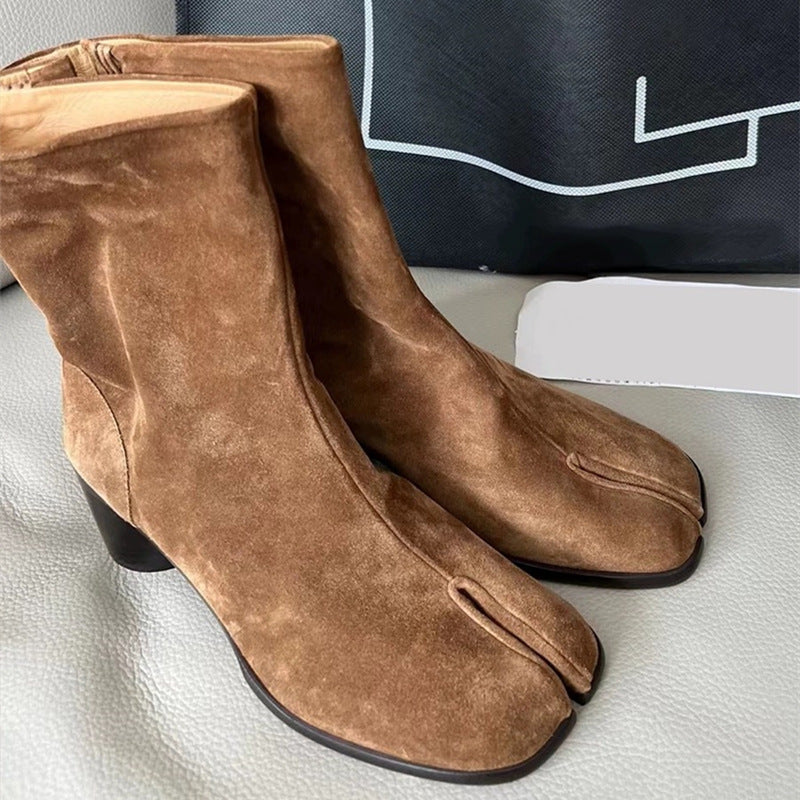Niche Genuine Leather Split Toe Trotter Women's Shoes