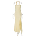 Fashion Tube Top Slit Slim-fitting Solid Color Temperament Dress