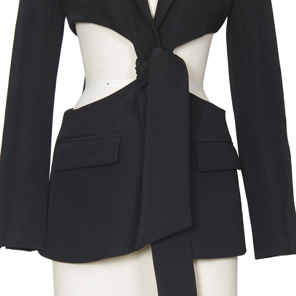 Women's High Street Style Hollowed Out Midriff Outfit Lace-up Small Suit Jacket