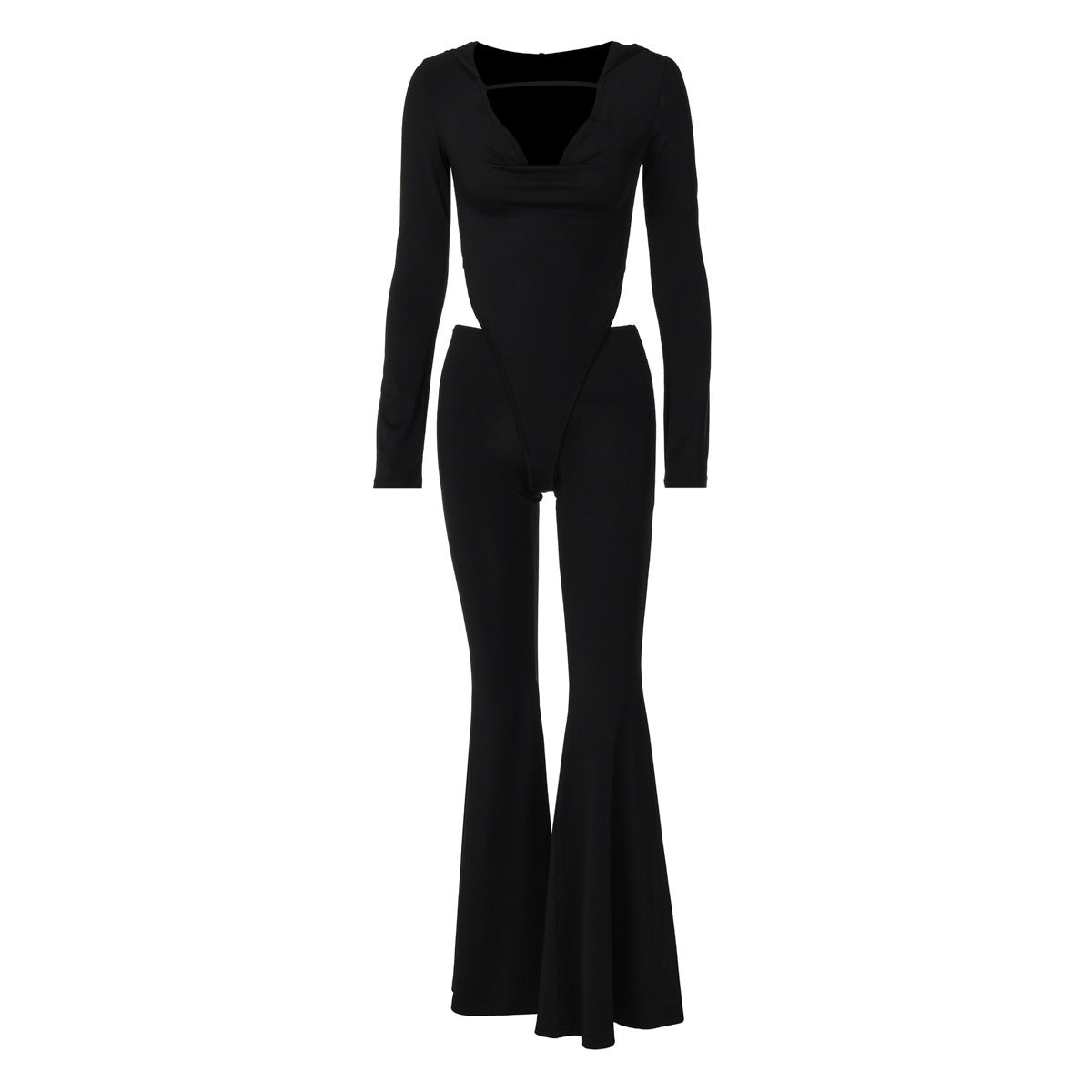 Sexy Cutout Slim-fit Hood Long Sleeve Jumpsuit