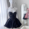 Fashion Rhinestone Chain Tube Top Dress Women